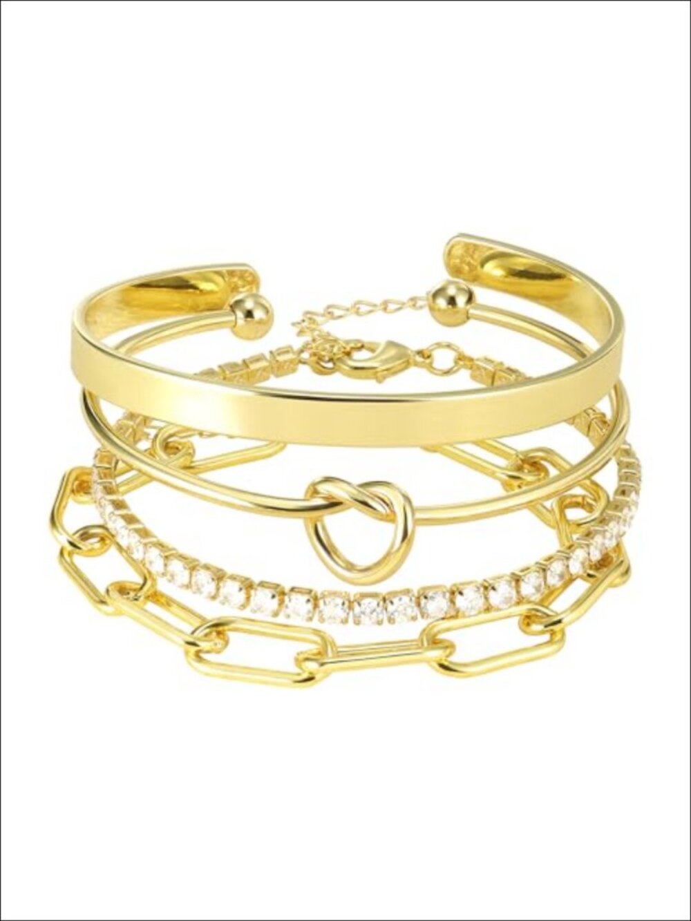 Gold Plated Stackable Bracelets Set Non Tarnish Waterproof